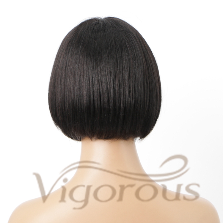 Silky Straight Bob With Neat Bangs Top Quality Amazon Products For Black Woman Cheap 100% Brazilian Human Hair Wigs
