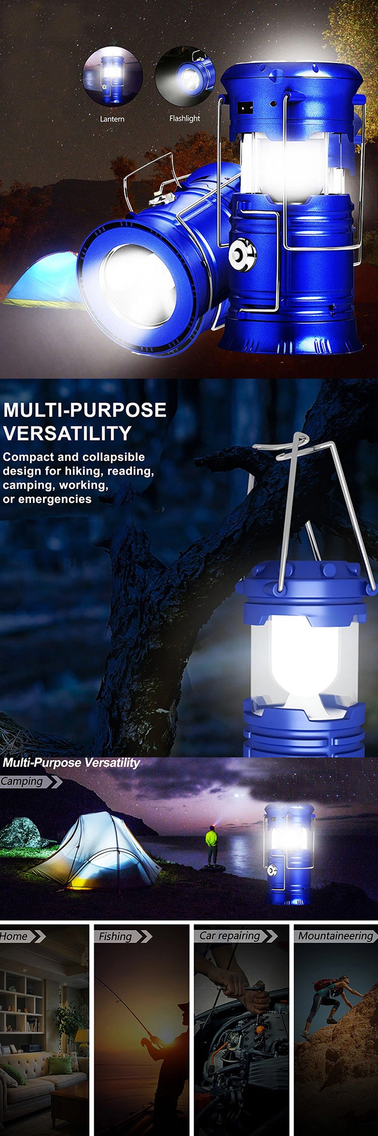 Waterproof 5W 6 LED Emergency Solar Light lamp Handheld Portable Solar Powered Rechargeable Camping Lantern For Outdoor indoor