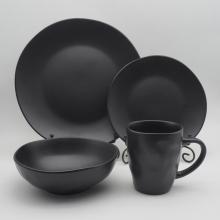 Irregular shape black color glaze stoneware dinner set/ceramic dinner set