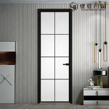 Single-panel grille double-glazed side-hung door