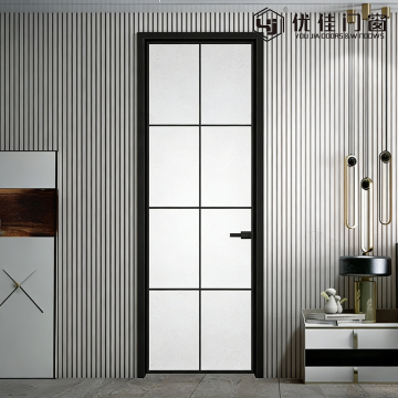 Single-panel grille double-glazed side-hung door