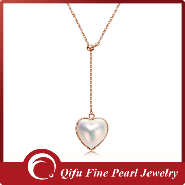 18K rose gold heart shape charming mabe pearl necklace without stone
