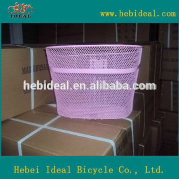 pink painting steel front bicycle basket