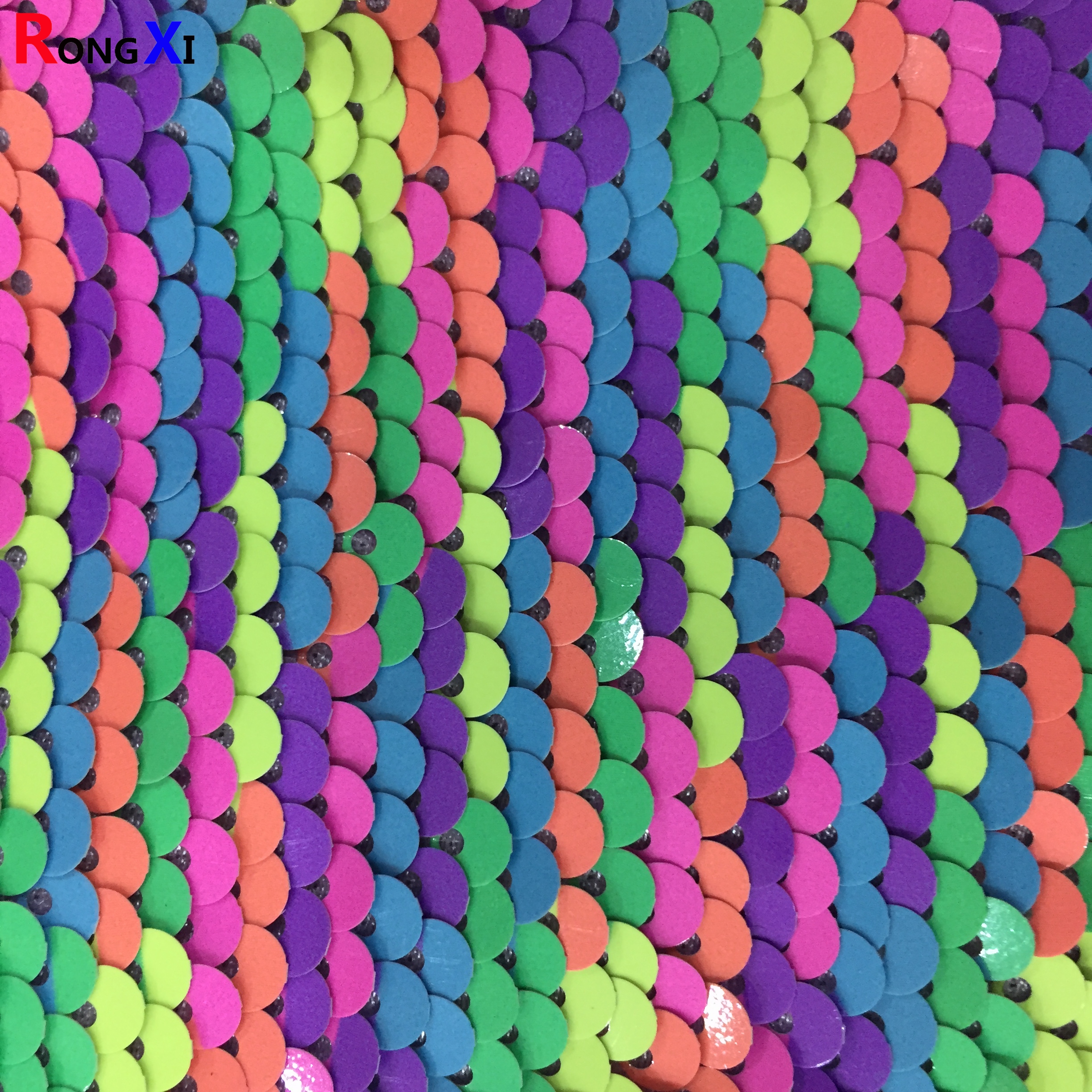RXF0993 5mm Brand Rainbow Stretch mesh Multi Sequin Fabric