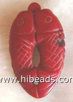 natural coral pendant,double fish coral jewelry CRP0056