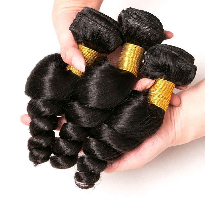 10A Grade Brazilian Loose Wave Virgin Hair Bundles, Unprocessed Human Hair Extensions and lace closures