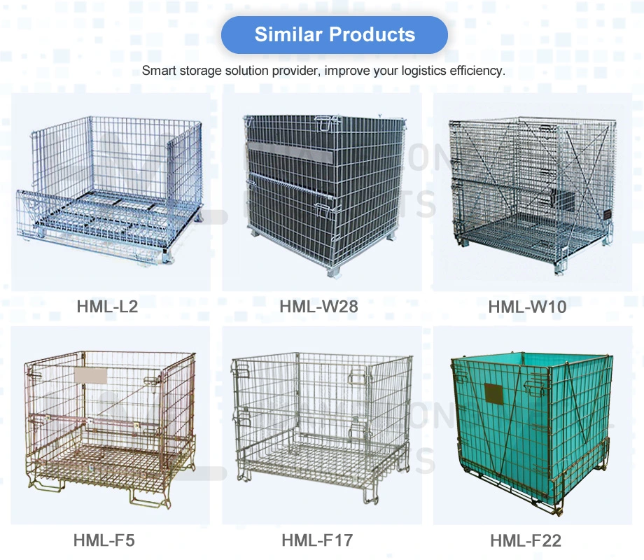 Foldable Collapsible Stackable Warehouse Storage Steel Metal Wire Mesh Cage Container