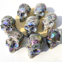 Natural Gemstone Skulls: Creative Carved Aura Sphalerite Stones for Halloween