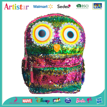 Owl colorful sequins backpack