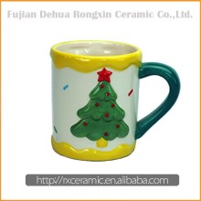 Christmas tree shape hand painted white blank ceramic mug