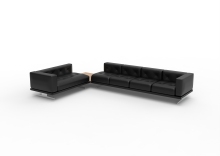 Modern Black Leather Corner Sofa Set High Quality Couch Sectional Furniture