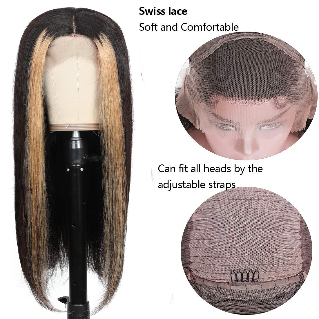 China Xuchang Indian Straight Human Hair Wigs Pre Colored Highlight, High Quality Good Reviews Indian Hair Lace Front Wigs