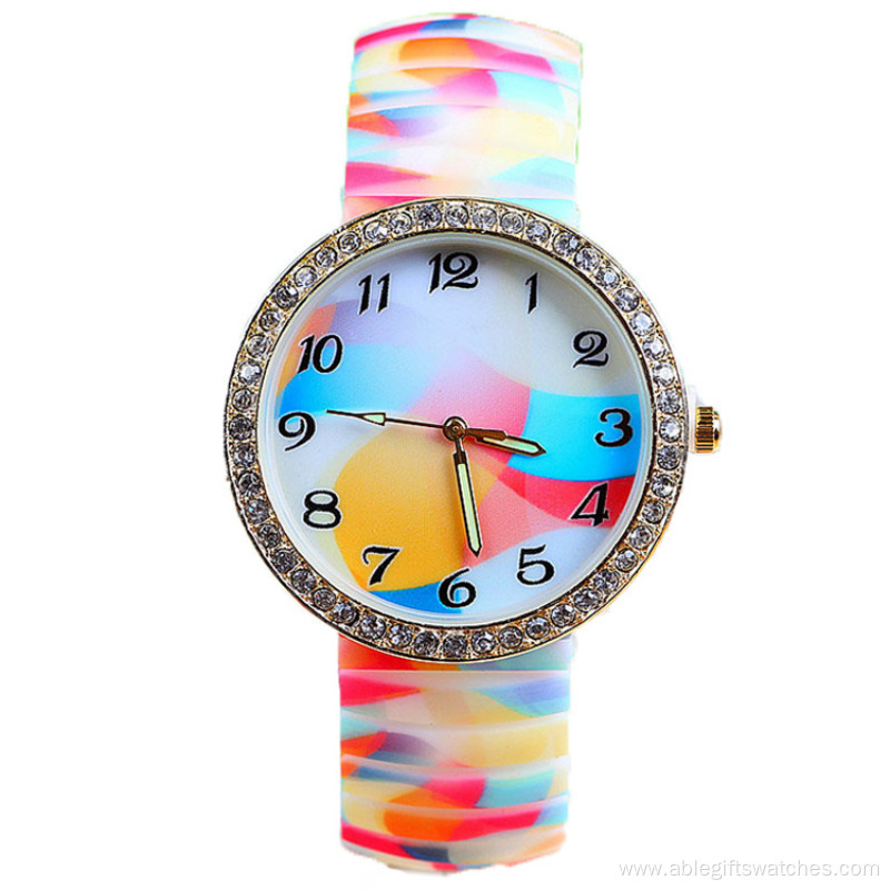 Brilliant Diamond Women Print Flower Watch