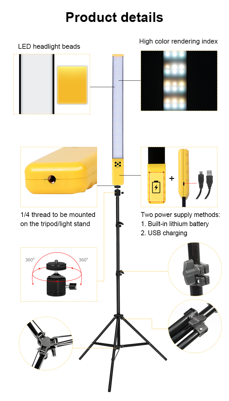 Photo Studio LED video Fill Light Color قابل للتعتيم 3000-5700K سطوع مع حامل ثلاثي القوائم مجموعة إضاءة التصوير الفوتوغرافي لـ YouTube