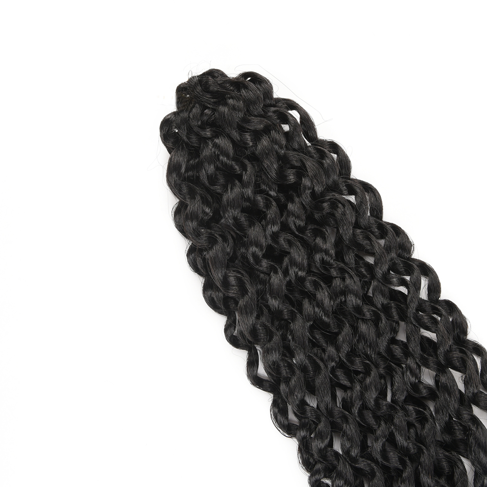 Pre Looped Black Synthetic Crochet Hair Curly Crochet Water Wave Braid