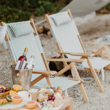 Customizable BP Premium Foldable Wood Reclining Backpack Chairs with Armrests - Perfect for Beach, Park, Camping, and Vacations