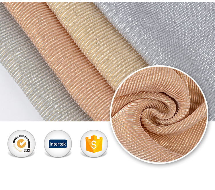 Fancy comfortable weft 100% polyester pleat soie de medine knit crushed garment fabric knitted