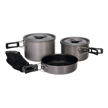 High Quality Lightweight Outdoor Travel Portable Pot Aluminum Cookware Camp Outdoor Cooking Set