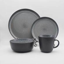Black style reactive glazed stoneware dinnerware set