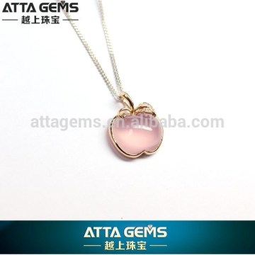 Rose Quartz Pendant S925 Platinum Plating Rose Gold Pendant