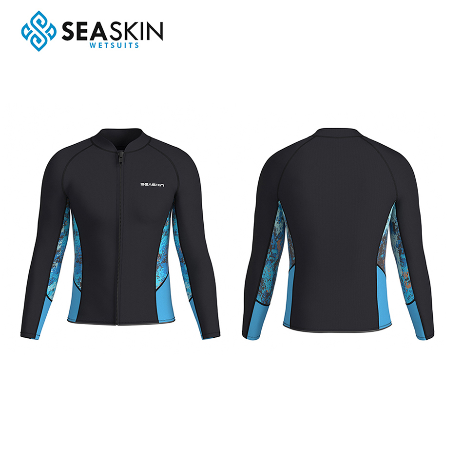 Seackin 3mm Neoprene Front Zip Camo Wetsuit Top