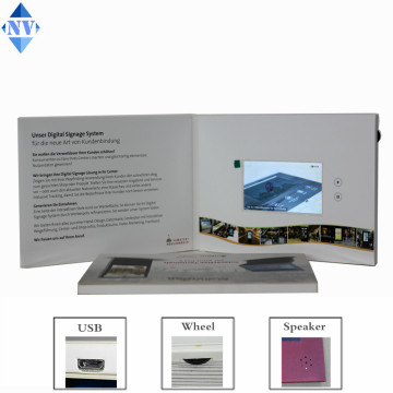 hard cover and 4C printing 4.3inch video brochure