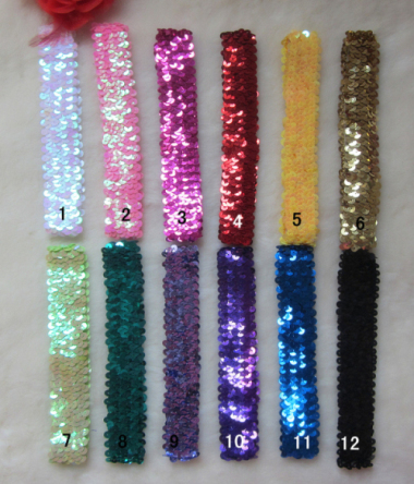 12 Colors Sparkle Sports Headband Stretch Sequin Hair Band