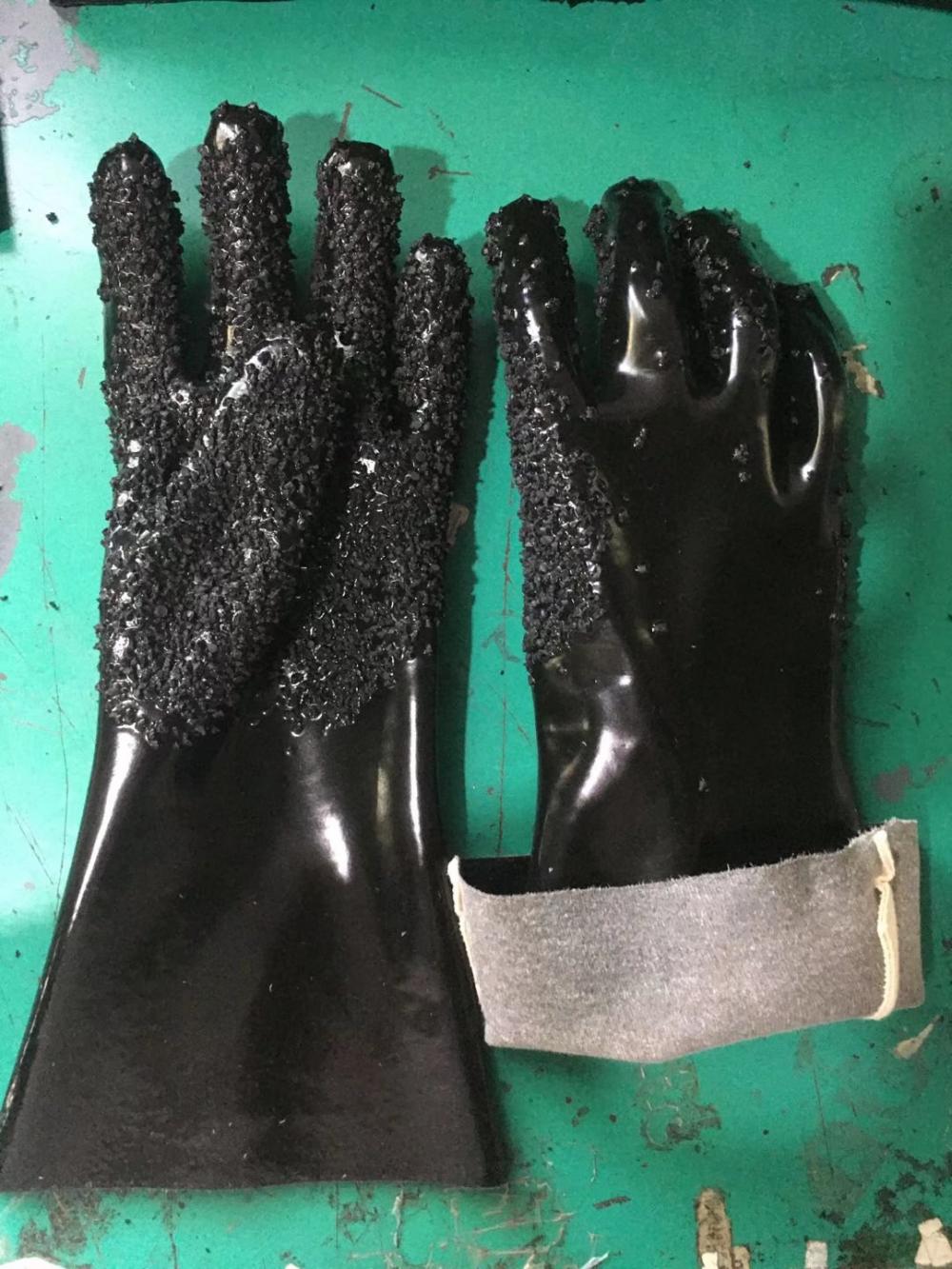 Premium Double-Coated Black Chip Finish PVC 12-Inch Chemical Handling Gloves