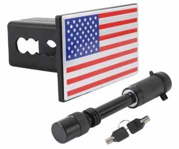 Hitch Cover with USA Flag Metal Emblem for Pickup Truck Trailers: Metal Hitch Plug Cover