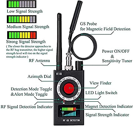K18 Detector Hotel Anti-sneak Camera Anti-eavesdropping Anti-monitoring Camera Detector GPS Anti-positioning Signal Detection