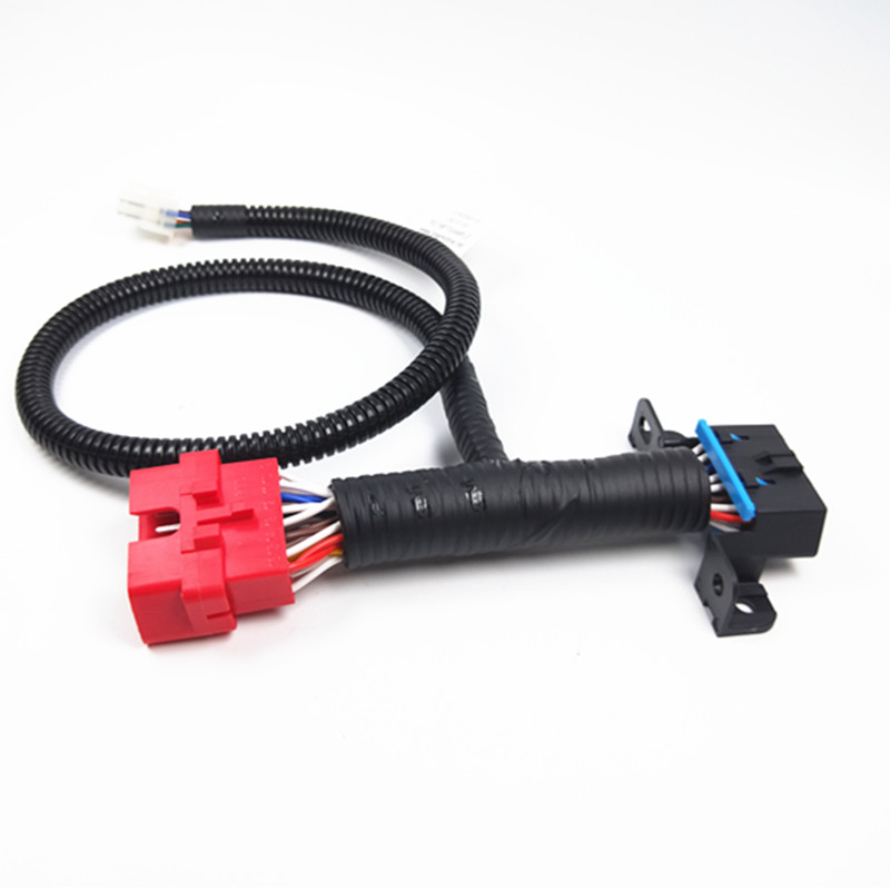 12V Red Male Female Automobile OBDII Wire Assembly