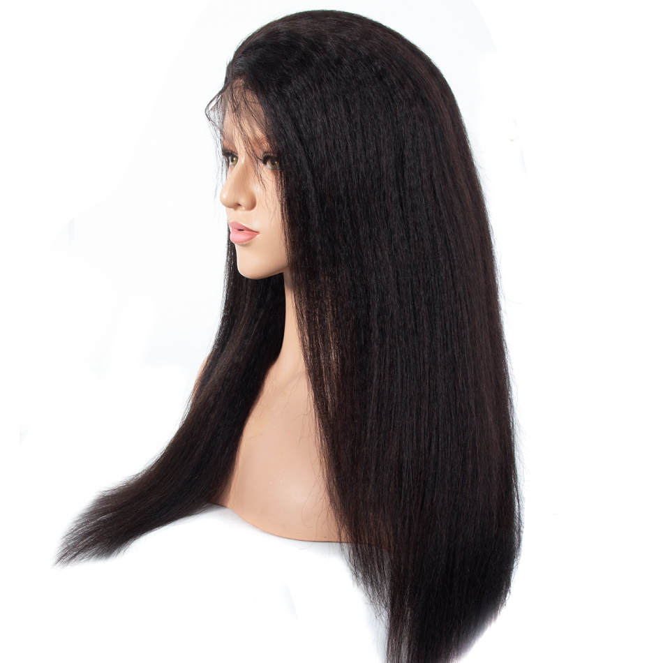 Wholesale Wig Vendor Ready to Ship High Quality Kinky Straight Brazilian Hair 360 Frontal Lace Front Wig With Baby Hair