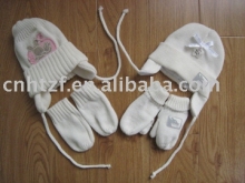 knitted baby hat and glove sets