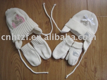 knitted baby hat and glove sets