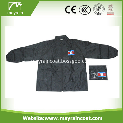 Black Polyester Adult Rain Jacket