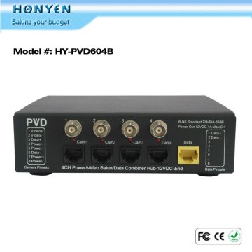 4 CH PVD video balun hub end HY-PV604B