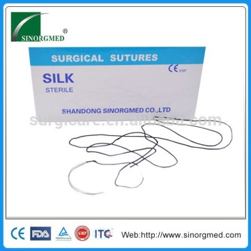 Natural multifilament black braided non absorbable silk surgical sutures