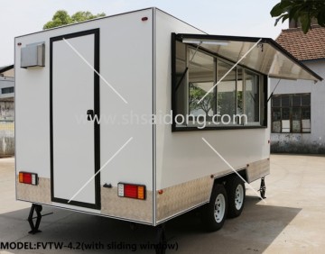 Fiberglass Mobile Street Catering Truck-Mobile Street Food Van with Wheels - Catering Van