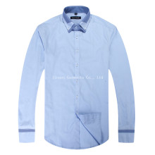 New Style Slim Fit Dress Casual Blue Contrast Collar Office Men's Shirts Apparel