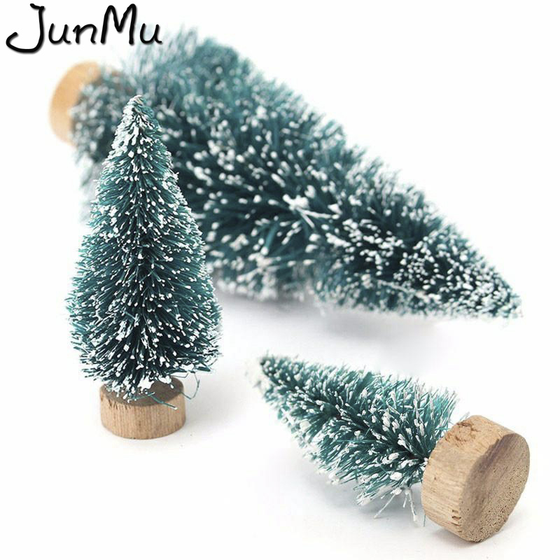 4Pcs Sisal Fiber Mini Christmas Tree 3Colors Snow Frost Small Pine Tree DIY Craft Desktop Decoration Christmas Ornaments