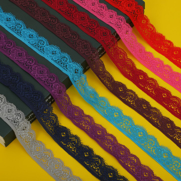 Wholesale Lot: 2.5CM Soft Stretch Lace Trim in Stock - Colorful Elastic Lace Trim