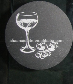 round slate placemats with beautiful silk screen printing logo