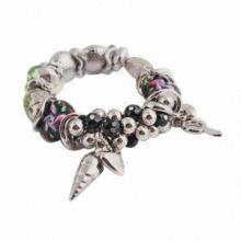 Fashion hiphop CCB lampwork glass beads elasticity bracelet