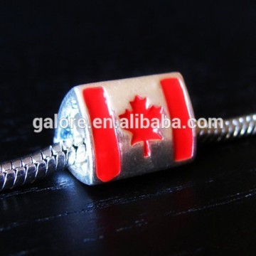 canada flag custom design silver european style bead