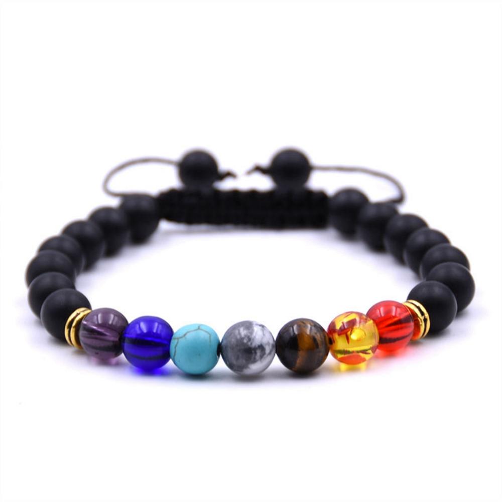 7 brazalete tejido con cuentas de piedra natural Chakra Charm