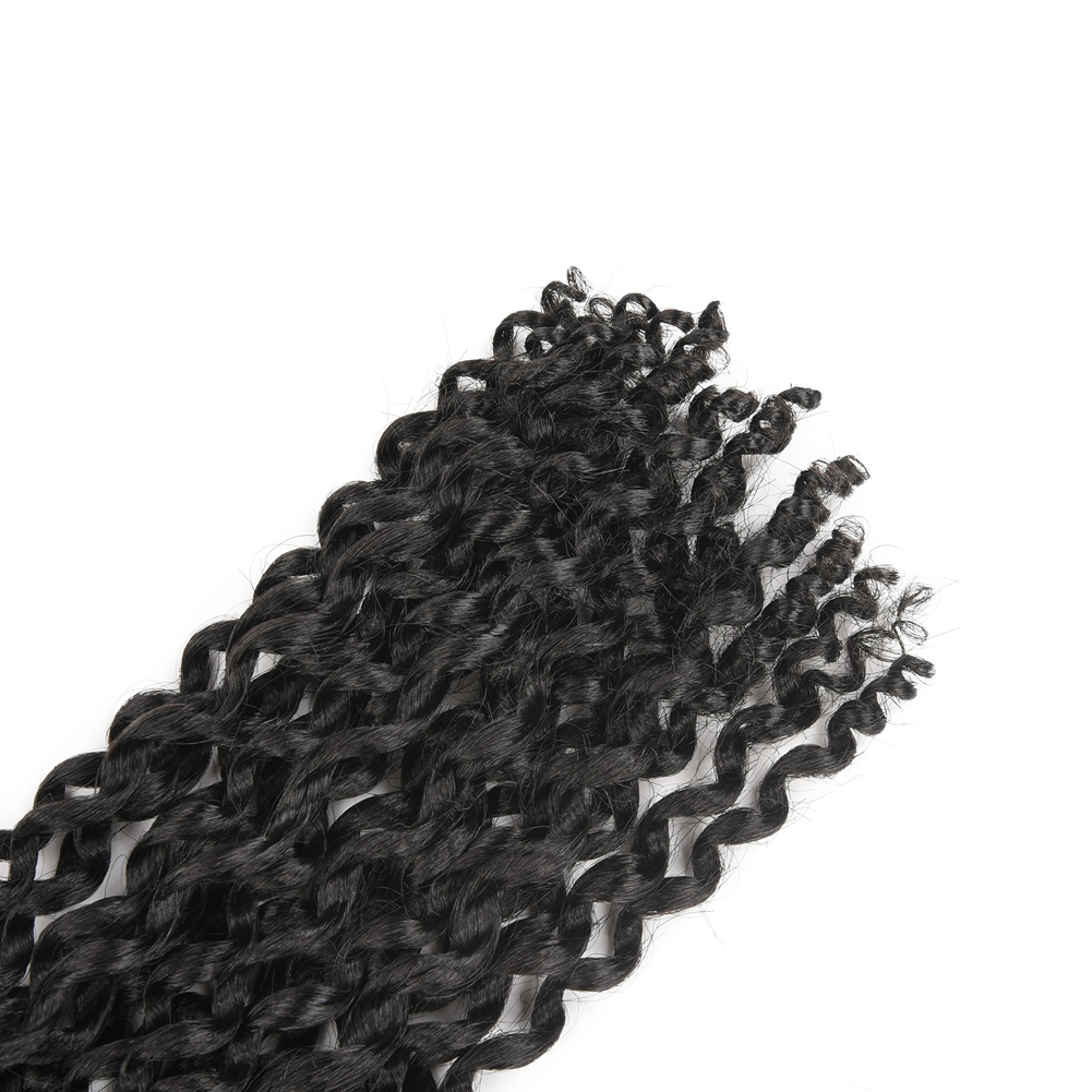 Pre Looped Black Synthetic Crochet Hair Curly Crochet Water Wave Braid