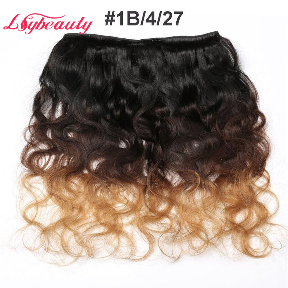 Colored Hair Weaves with Frontal Cheap Low Price Three Tone Ombre Human Hair Weave 3 Bundles Brazilian Hair Ombre 1B 4 27 >=20%