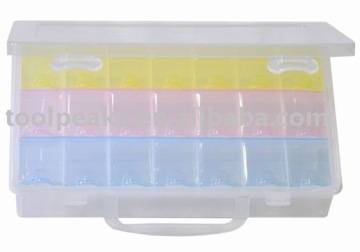 Jewelry plastic bead box Double-deck case with handle