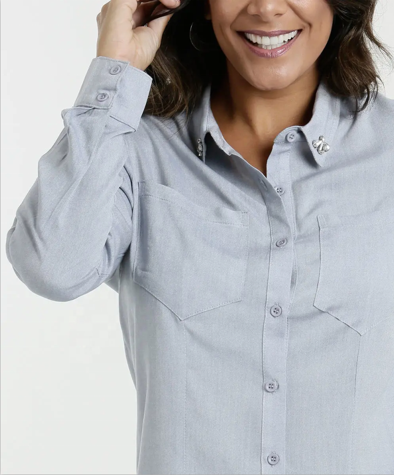 Hauts de chemise pour femmes élégantes Chemisier de bureau en coton pour femmes