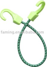 Green rubber PP weaving bungee cord with hook